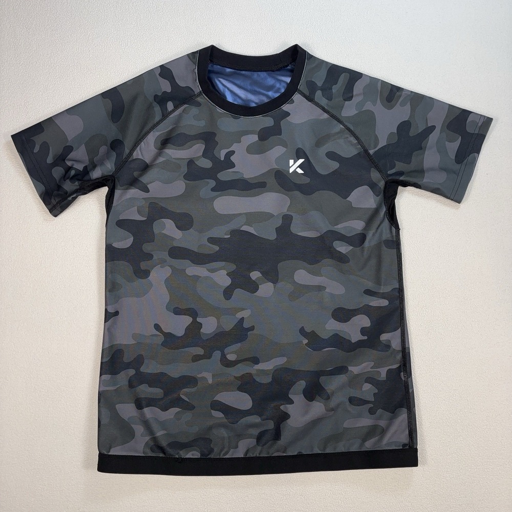 Kewlioo Heat Trapping Sauna T-Shirt Men M Gray Camo Snug & Tight Fit Gym Workout